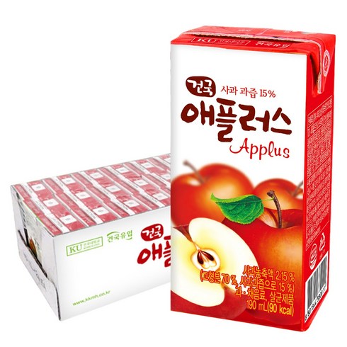 건국유업 애플러스, 190ml, 24개