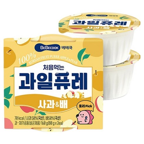 베베쿡 처음먹는 과일퓨레, 사과/배, 80g, 2개