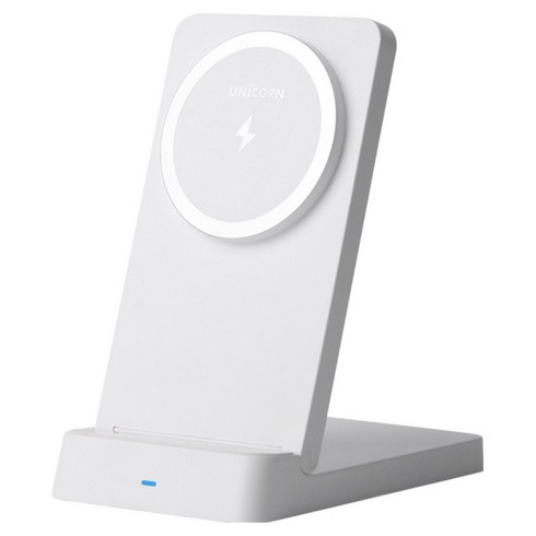 유니콘 15W 접이식 PD3.0 QC3.0 지원 스탠드 맥세이프 고속무선충전기 ZQ-M15W, 화이트, 1개