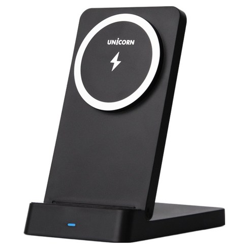 유니콘 15W 접이식 PD3.0 QC3.0 지원 스탠드 맥세이프 고속무선충전기 ZQ-M15W, 블랙, 1개