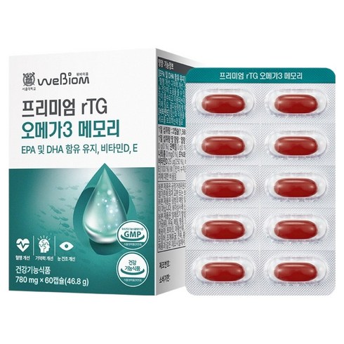 서울대위바이옴 프리미엄 rTG 오메가3 메모리 비타민D 비타민E, 60정, 1개