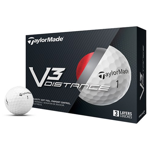 테일러메이드 V3 DISTANCE 골프공 3피스 12p, 화이트, 12개입, 1세트