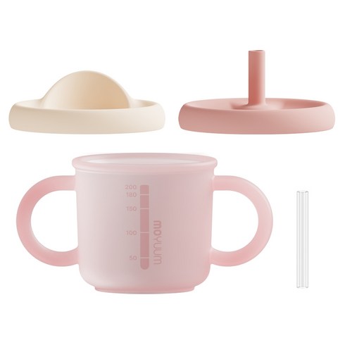 모윰 유아용 올실리콘 양손 유아컵, 200ml, 1개, 스트로베리