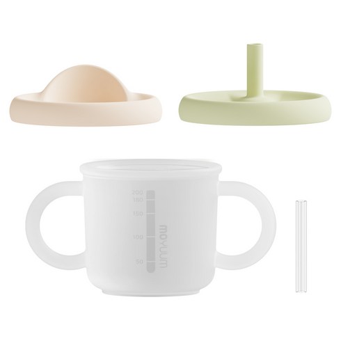 모윰 유아용 올실리콘 양손 유아컵, 200ml, 1개, 피스타치오