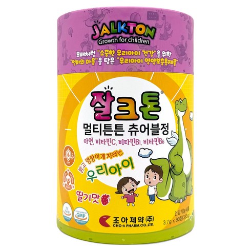 잘크톤 멀티튼튼 츄어블정 딸기맛, 90정, 1개