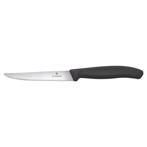 빅토리녹스 스위스 클래식 물결날 스테이크 & 피자 나이프 11cm 6.7233, 블랙, 1개