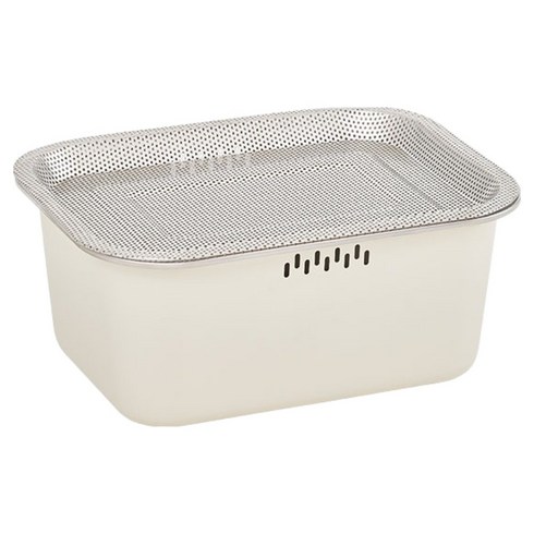 퍼기 무연마제 코팅 설거지통 10L + 타공 트레이 세트, 1세트, 실버