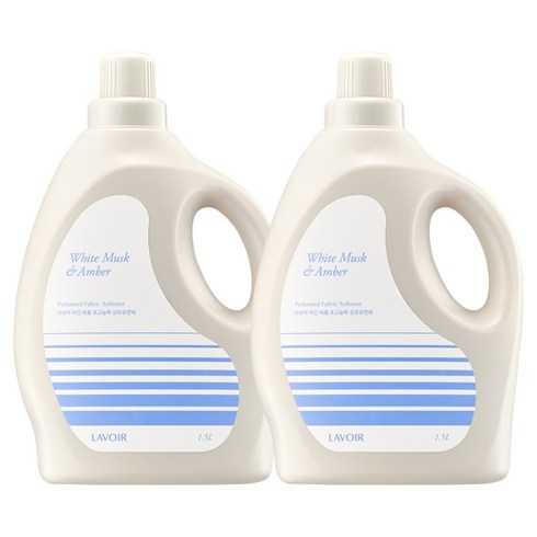 라브아 퍼퓸 초고농축 섬유유연제 화이트 머스크 앤 앰버향 본품, 1.5L, 2개