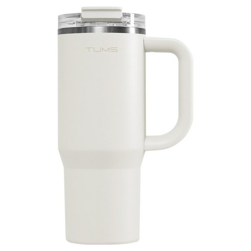 텀스 플립 스트로우 대용량 텀블러, 크림화이트, 900ml, 1개