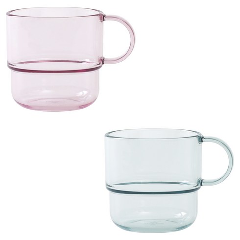 탁가온 유아용 에코젠 한손 투명컵 2종 세트, 핑크, 민트, 1세트, 200ml