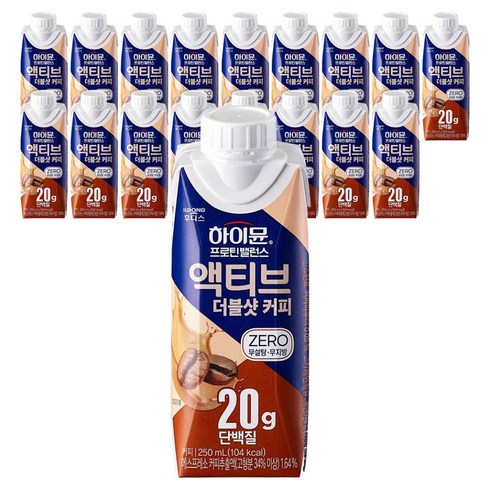 하이뮨 프로틴 밸런스 액티브 더블샷 커피 드링크믹스 RTD, 250ml, 18개
