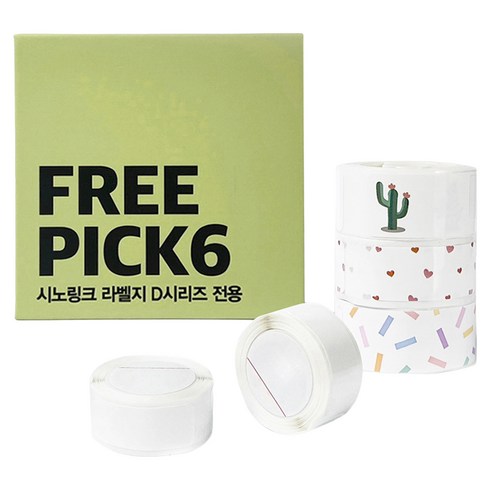 님봇 라벨프린터 D11 / D110 / D101 / H1S 전용 시노크 프리픽 라벨지 6종 세트, 1세트, FREE PICK 6