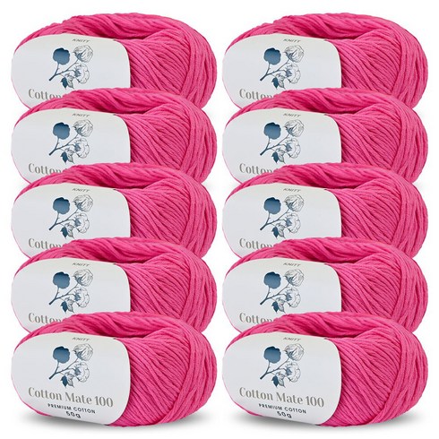 니뜨 코튼 메이트 100 부드러운 뜨개실 50g, 11 핫핑크, 10개