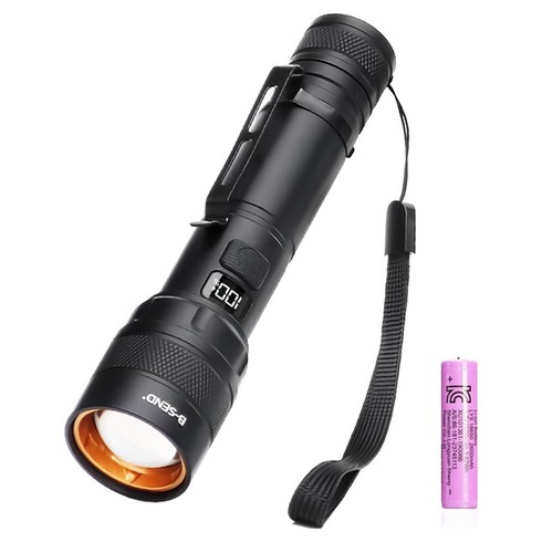 비센드 LED 클립 충전식 고성능 휴대용 손전등 BS-T30S, 1개, 블랙