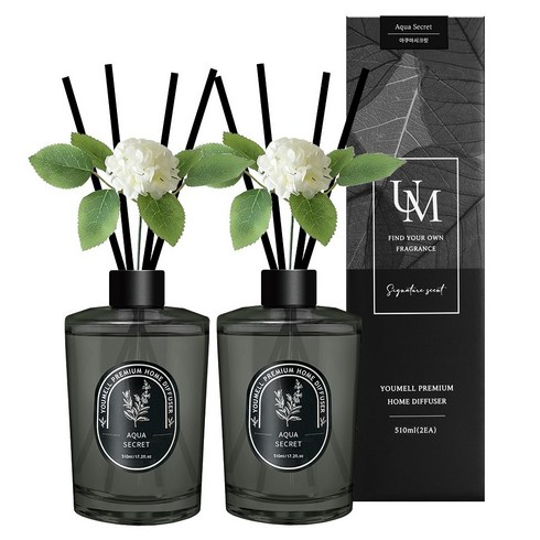 유멜 프리미엄 실내용 디퓨저, 아쿠아시크릿, 510ml, 2개