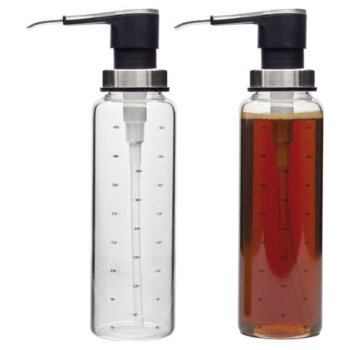미르코리아 내열유리 펌프 시럽 오일병 블랙, 2개, 500ml