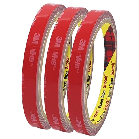 쓰리엠 VHB 초강력 아크릴폼 그레이 양면테이프 10mm x 1.5m, 3개