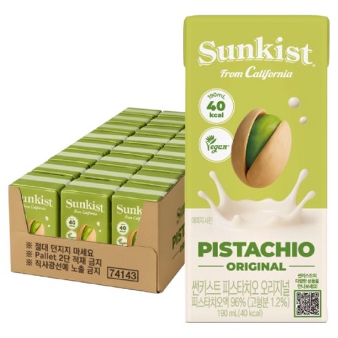 썬키스트 피스타치오 오리지널, 190ml, 24개