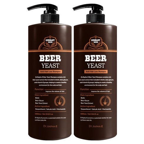 닥터라파알 맥주 효모 샴푸, 1L, 2개