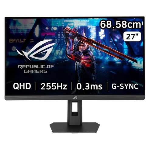 에이수스 QHD Fast IPS 255Hz. 0.3ms 400cd sRGB 133% DCI-P3 97% 멀티스탠드 ROG STRIX 게이밍 모니터, 68.58cm, XG27ACMES