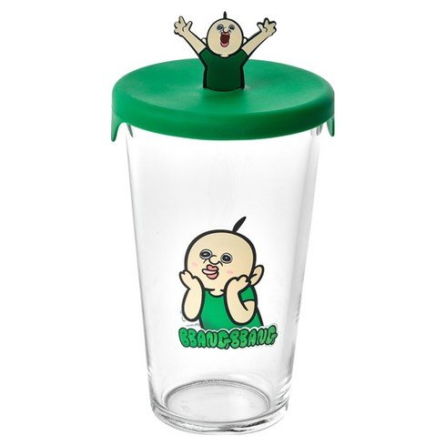 글라스락 빵빵이의 일상 빨대 구멍 속 메롱컵 500ml, 투명, 1개