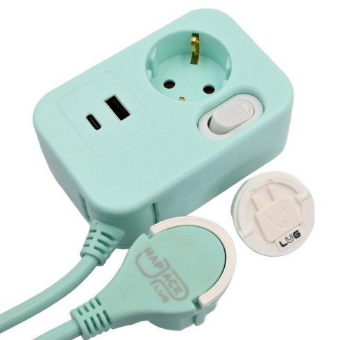 러그 1구 스윙탭 USB C타입 멀티탭 LB-1SUPD015MT, 민트, 1개, 1.5m