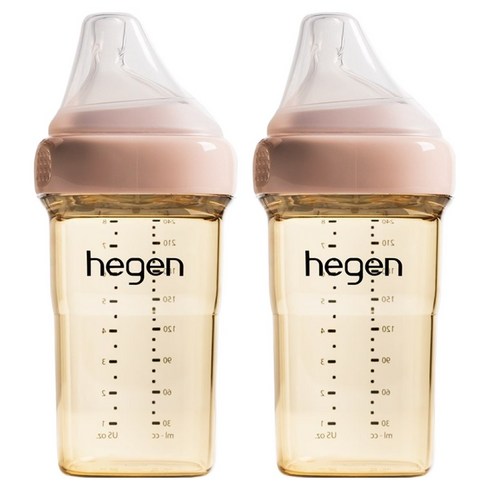 헤겐 애착젖병 PPSU + 꼭지 세트, 핑크, 240ml, 2개