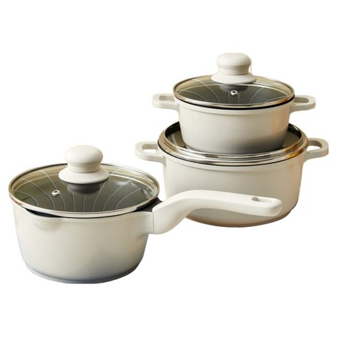 모던하우스 인덕션 손이 자주가는 냄비 세트 3개, 편수18cm + 양수 16cm + 20cm, 아이보리, 1개