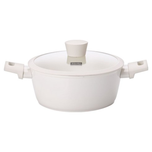 키친플라워 인덕션 쿠킨 올리오 세라믹 양수냄비, 아이보리, 1개, 22cm