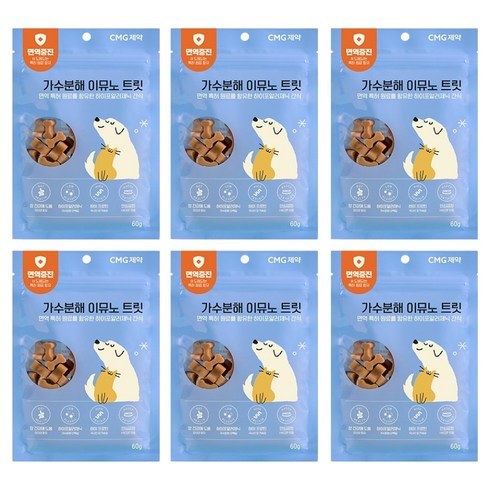 씨엠지제약 강아지 가수분해 이뮤노 트릿, 6개, 60g, 닭고기맛