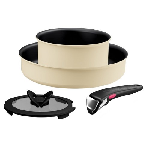 테팔 인덕션 매직핸즈 크렘 드 프라이팬 세트, 버터, 냄비 16cm + 프라이팬 24cm + 유리뚜껑 16cm + 손잡이, 1세트