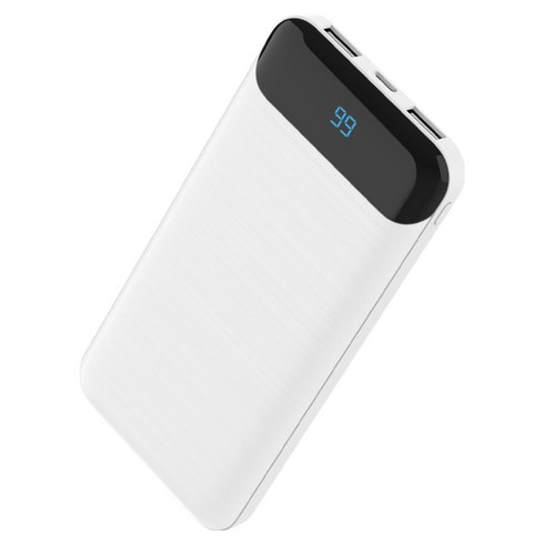 뉴클 슬림엣지 LCD 대용량 멀티 보조배터리 10000mAh USB-A, NCPB-10K-25-LG, 화이트