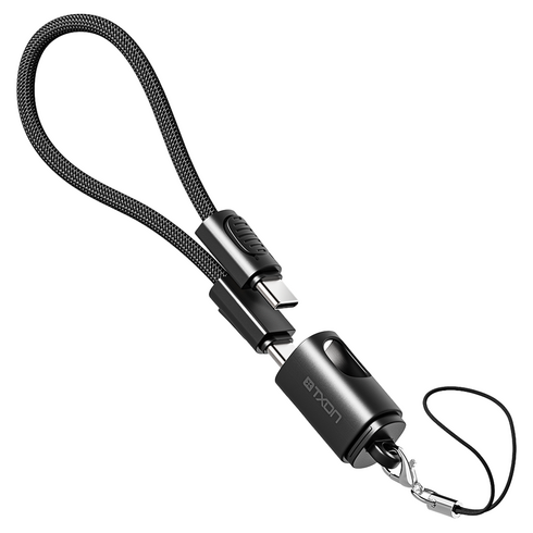 티엑스온 휴대용 고리형 C타입-C타입 키링 손목 스트랩 충전 숏케이블, 1개, 블랙, 30cm