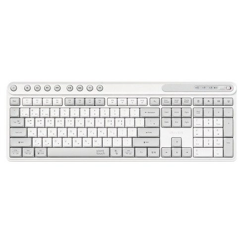 아이리버 Silent 듀얼모드 멀티페어링 블루투스 무소음 무선 키보드, 화이트, MWK601, 제조사축