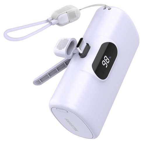 스마텍 고속충전 일체형 미니 보조배터리 10000mAh C타입, 퍼플, STPB-MB100