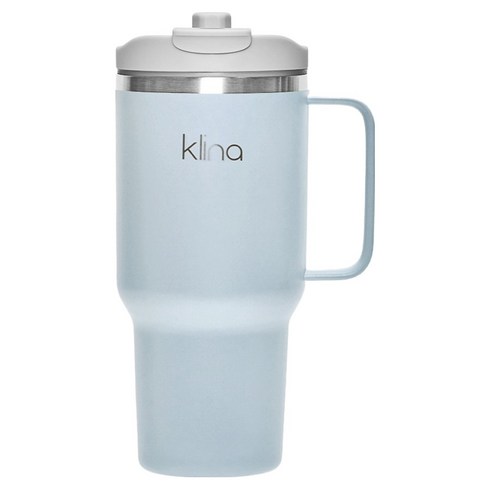 클리나 뉴원더 보온보냉 빨대 손잡이 차량용 대용량 텀블러, 블루, 900ml, 1개