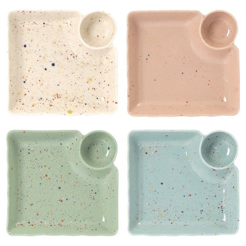 베로나 루체 만두접시 4종 세트, D(IVORY, PINK, GREEN, BLUE), 1세트