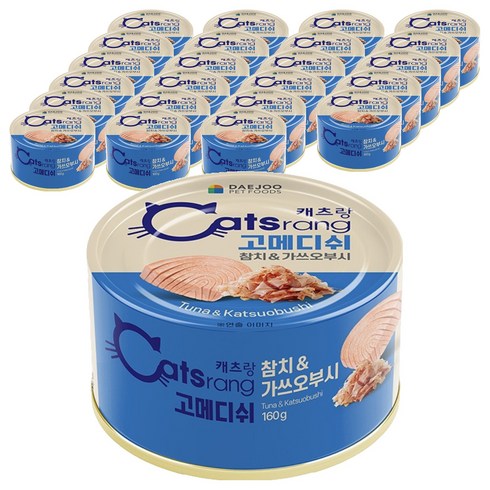 캐츠랑 고양이 고메디쉬 간식캔, 혼합맛(참치/가쓰오부시), 160g, 24개