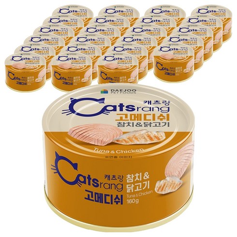 캐츠랑 고양이 고메디쉬 간식캔, 혼합맛(참치/닭고기), 160g, 24개