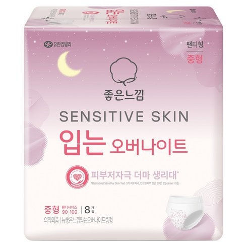 좋은느낌 센서티브 스킨 입는 오버나이트, 중형, 8개입, 1개