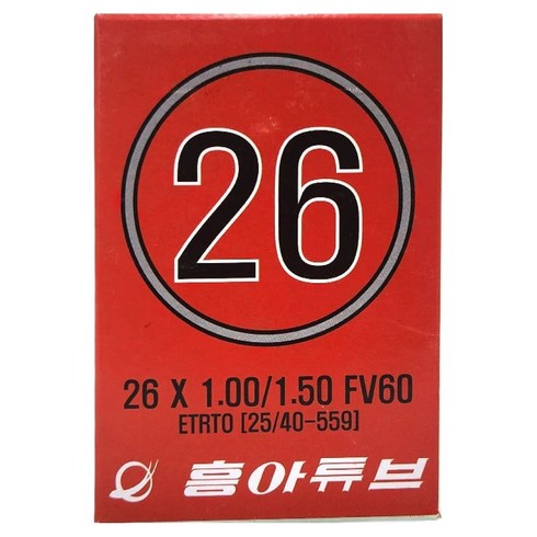 흥아타이어 프레스타 MTB 자전거 튜브 26인치 X 1/1.5 FV60, 1개