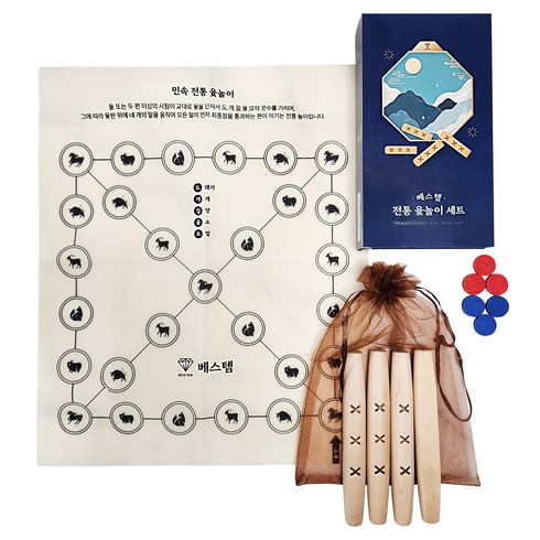 베스템 오래 쓰는 전통 윷놀이 세트, 원목색상, 1세트