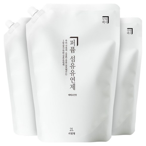 살림백서 섬유유연제 베베코튼향 리필, 2L, 3개
