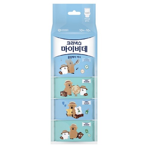 마이비데 클린케어 미니 화장실용 물티슈, 200g, 10매, 10개