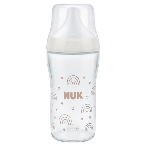 누크 유아용 퍼펙트매치 유리젖병 + 젖꼭지 M 세트, 레인보우, 230ml, 1세트
