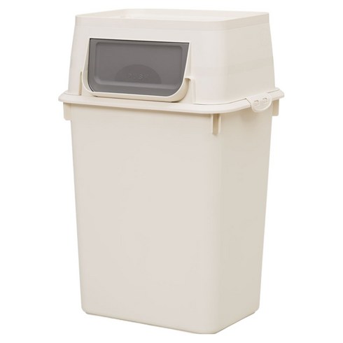 리빙스마일 이지 푸시형 대용량 분리수거함 재활용 쓰레기통 60L, 아이보리