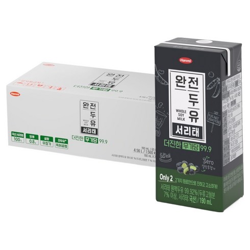 전두유 완전두유 더진한 서리태 무가당 99.9, 190ml, 24개