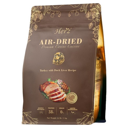 허즈 전연령 강아지 프리미엄 칠면조 오리간 레시피 건조사료, 1kg, 1개