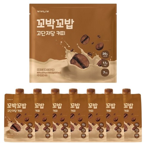 꼬박꼬밥 고단저당 단백질 쉐이크 커피맛 7p, 1개, 280g