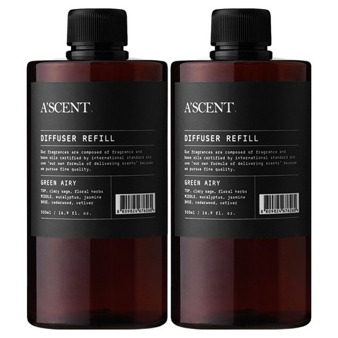 에이센트 디퓨저 리필, 그린에어리, 500ml, 2개